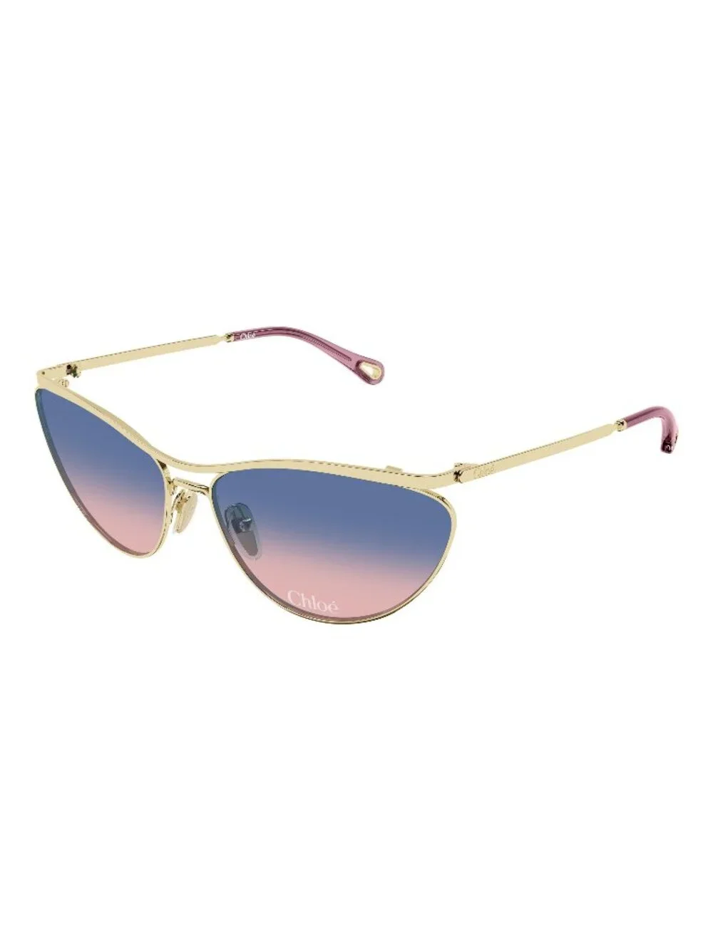 New Chloé Women's Sunglasses Gold Blue Lens Metal Frame CH0386S 001 62